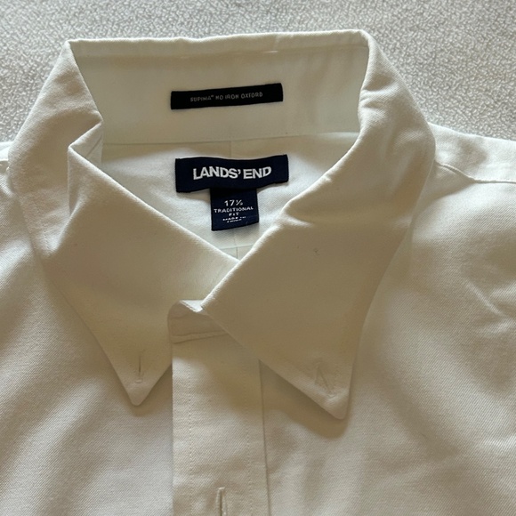 Lands' End Traditional Fit No Iron Supima Oxford Short Sleeve Shirt, Sz 17, NWOT - Picture 9 of 13